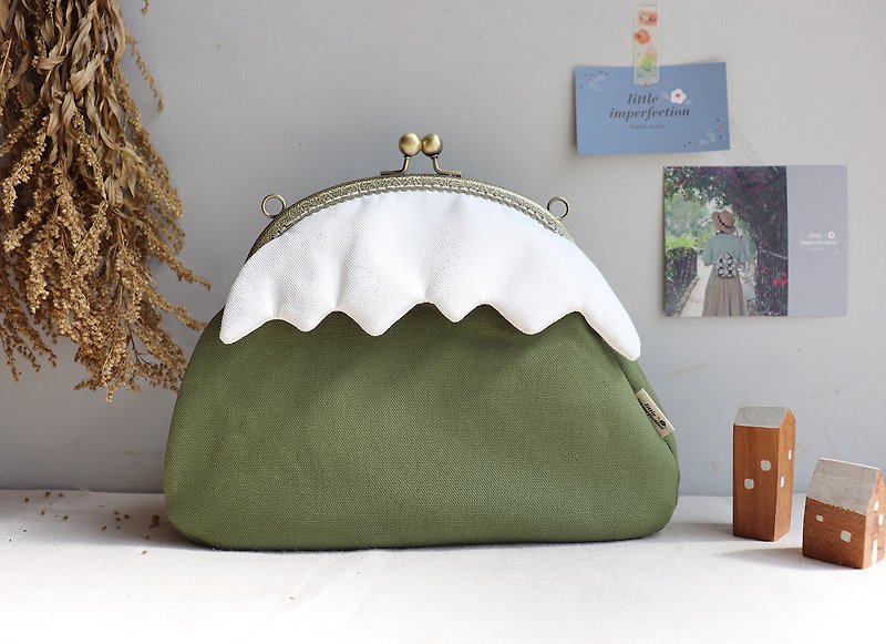 [Customized Gift] Dayu Mountain - 3way Gold Bag Side Backpack Modeling Bag Mount Fuji - Messenger Bags & Sling Bags - Cotton & Hemp Green