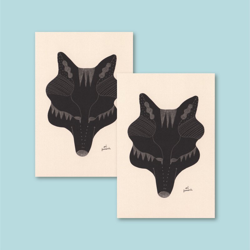 Postcard【wolf】2 pieces set - Cards & Postcards - Paper Black