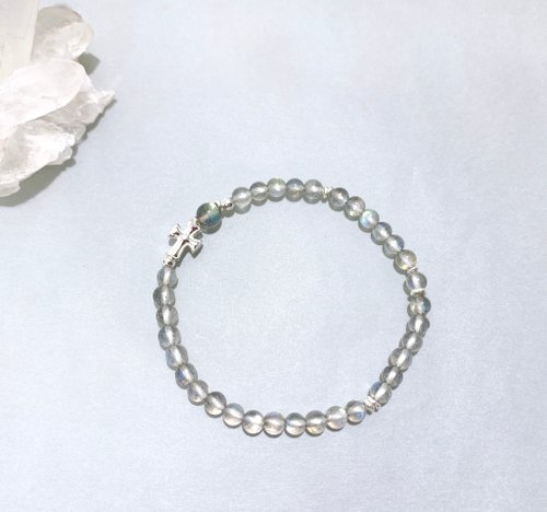 Ops手工飾品設計 Ops Labradorite bracelet -拉長石/純銀/十字架/限定/禮物/藍光