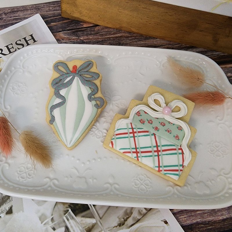 聖誕優雅禮物糖霜餅乾禮盒 - 手工餅乾 - 其他材質 