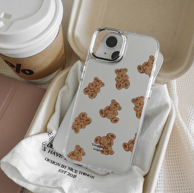 Tomhandss Childhood Teddy Bedside Bear Mirror Phone Case - เคส/ซองมือถือ - วัสดุอื่นๆ 