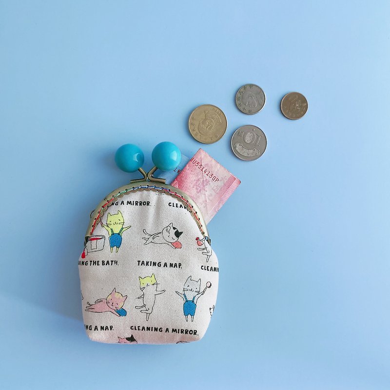 小彩虹糖果口金零錢包-貓的日常 - 零錢包/小錢包 - 棉．麻 