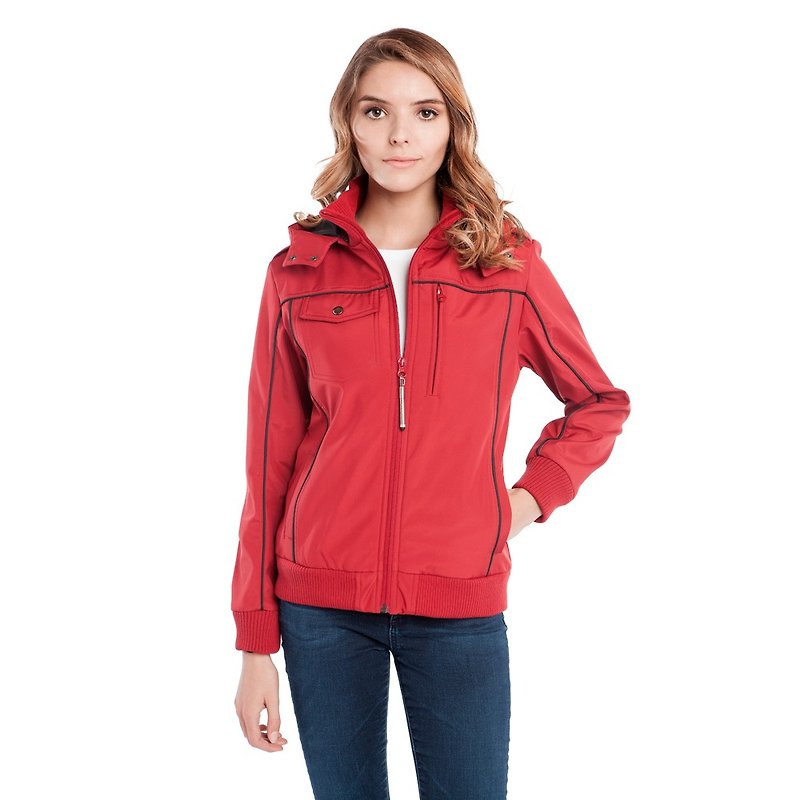 BAUBAX BOMBER Multifunctional Flight Jacket (Women)-Red - เสื้อสูท/เสื้อคลุมยาว - ขนแกะ สีแดง