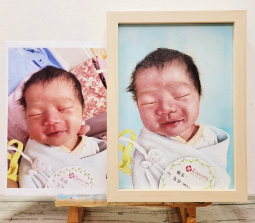 絶妙な手描きの油絵赤ちゃんの思い出の絵カスタムメイドのユニークな