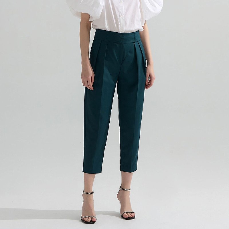 其他材質 女長褲 綠色 - AVVJOY | 流線廓型休閒西裝褲