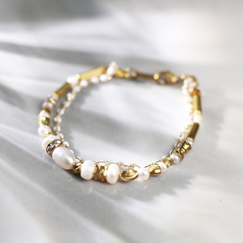 Elegant Time | Natural Pearl Bronze Bracelet