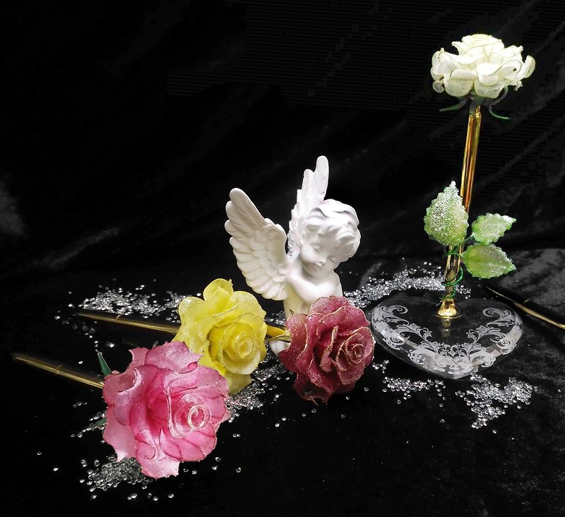 Crystal Rose Pen Gift Box Romantic Lover Combination - อื่นๆ - เรซิน 