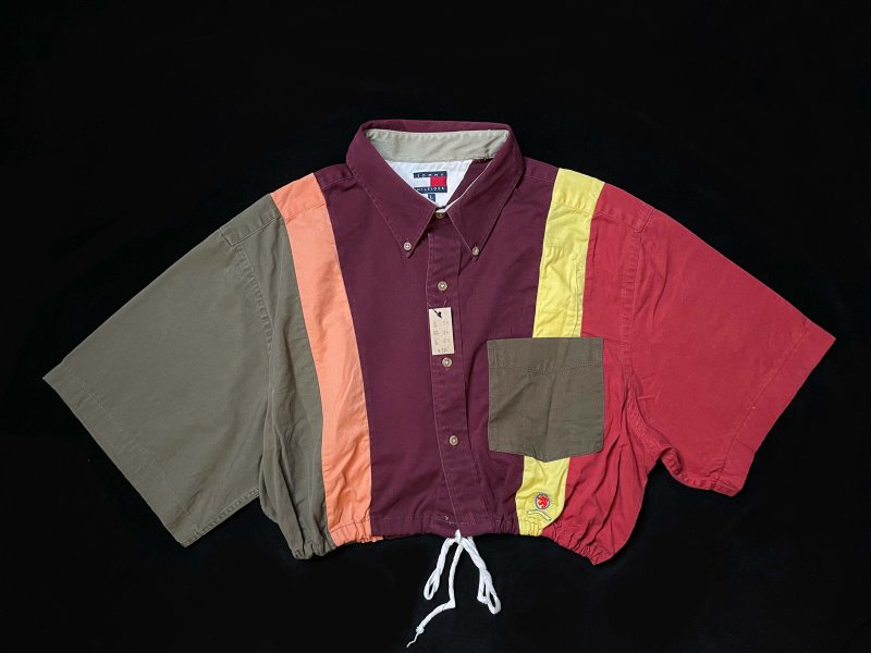 REGETHER 古著改製TOMMY HILFIGER 拼接縮腰襯衫-09 - 女襯衫 - 棉．麻 多色