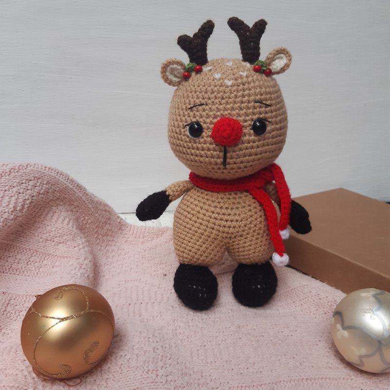 Reindeer toy, Cristmas Reindeer, Stuffed toys, Plush toys, Animals, Home Decor - Stuffed Dolls & Figurines - Other Materials Brown