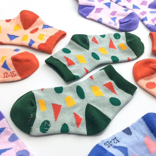 ZILA SOCKS | 台灣織襪設計品牌 防滑童襪-波普幾何款