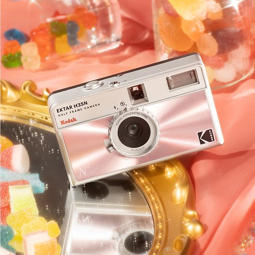 Kodak 柯達底片相機旗艦店 【Kodak 柯達】復古底片相機 半格機 H35N 炫光粉色