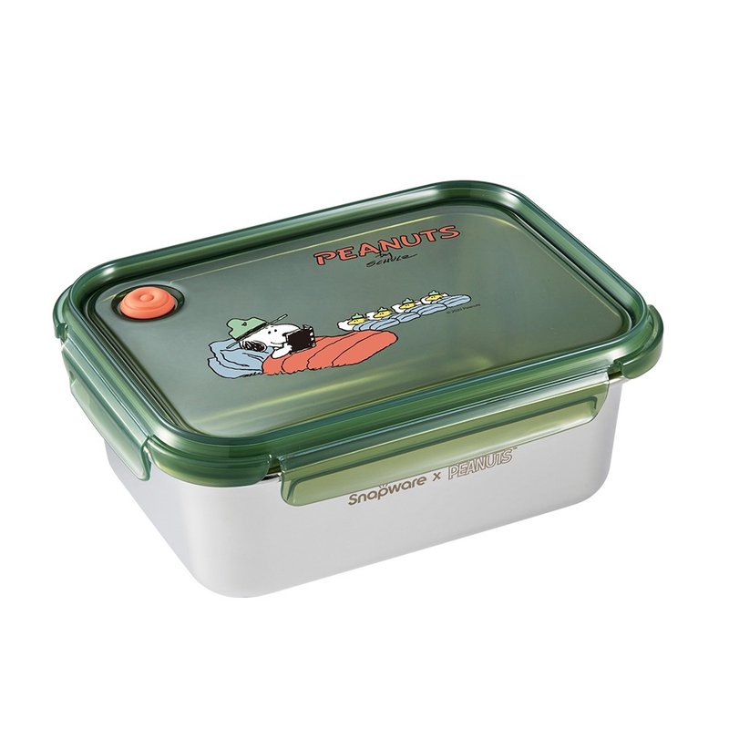 [Corning tableware] SNOOPY camping fun Stainless Steel crisper 1850ml - Lunch Boxes - Stainless Steel Green