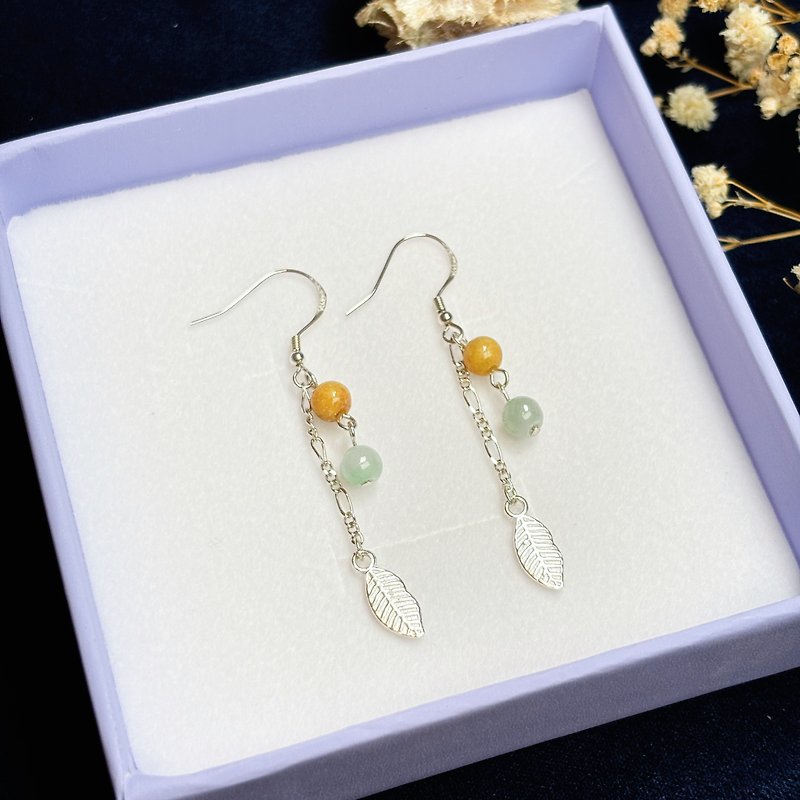 Summer solstice. Myanmar Ice Jade Yellow Jade Earrings - Earrings & Clip-ons - Jade Orange