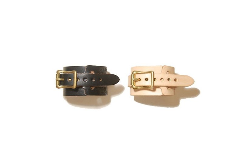 Leather bracelet - 雙圈皮手環 - 手鍊/手鐲 - 真皮 黑色