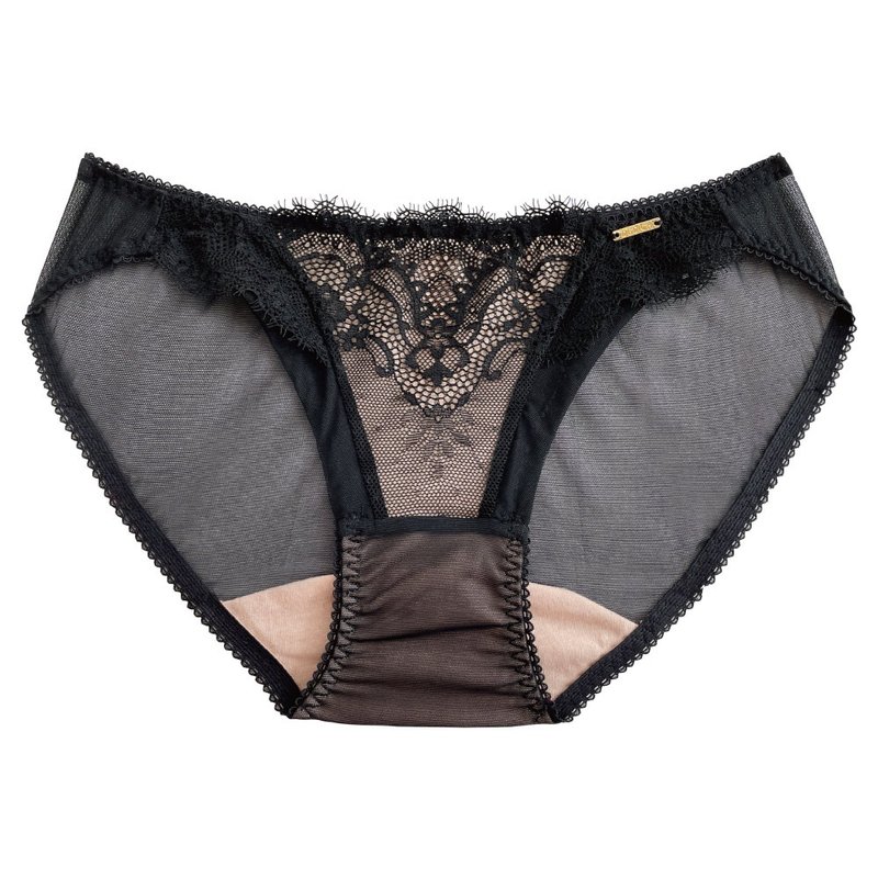 [Dai Lei Qi] Mesh Transparent Skinny Panties-Yejue Black - ชุดชั้นในผู้หญิง - เส้นใยสังเคราะห์ สีดำ