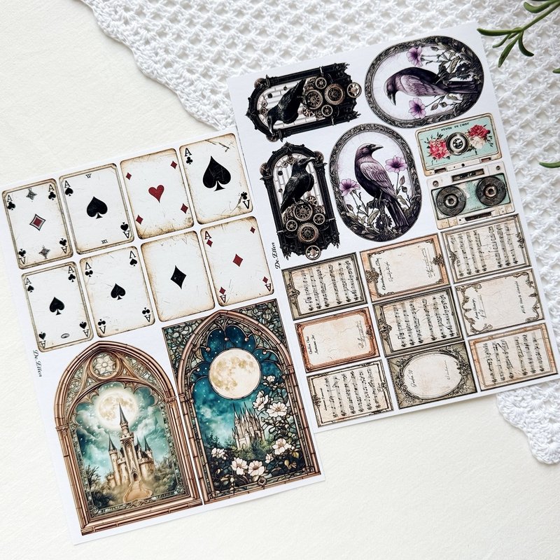 A530 - Antique Note Props - 貼紙 - 紙 