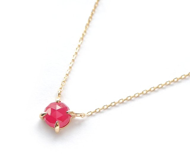 【美品】K10PGローズカットルビーネックレス✨ ルビー K10ネックレス ローズカット ~VALOA~ 7月誕生石