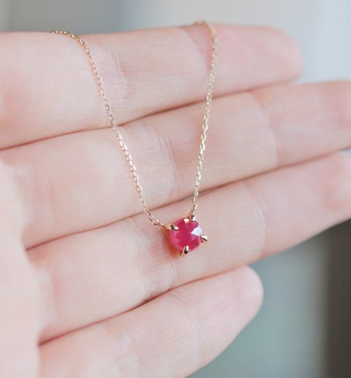 【美品】K10PGローズカットルビーネックレス✨ ルビー K10ネックレス ローズカット ~VALOA~ 7月誕生石