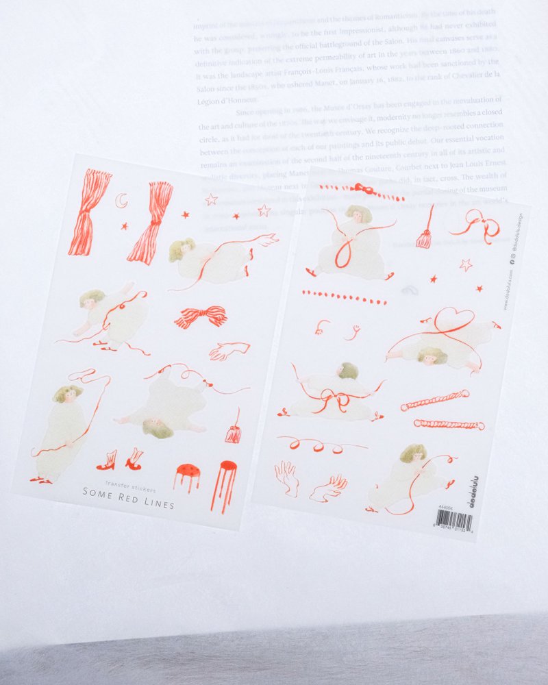一些紅線 轉印貼紙 - 貼紙 - 紙 