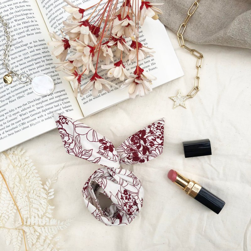 炙熱的花 / 米 紅 / 軟鐵絲 鐵絲 髮帶 髮箍 - 髮箍/髮帶 - 棉．麻 