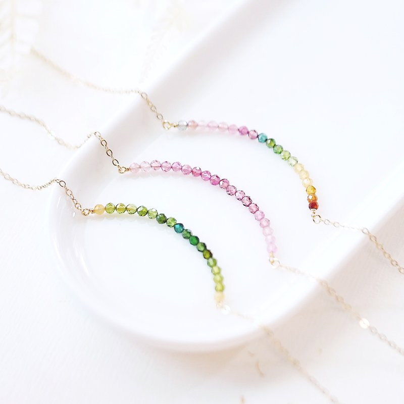 Clear candy top mini tourmaline wire chain - Bracelets - Gemstone Multicolor