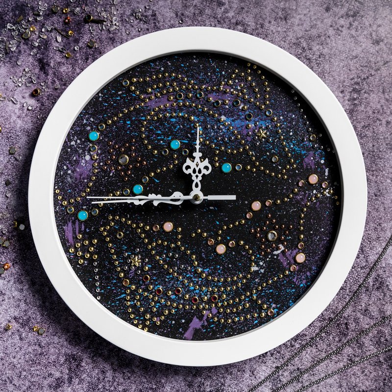 星座禮物 | 雙魚座掛鐘 設計款 純手作 - 壁貼/牆壁裝飾 - 其他材質 黑色