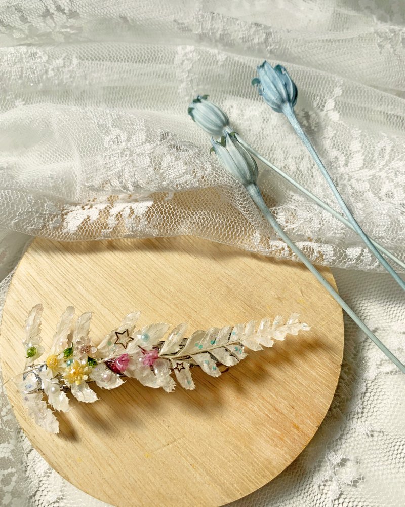 [姬の花与叶-hairpin] spring clip - เครื่องประดับผม - พืช/ดอกไม้ ขาว