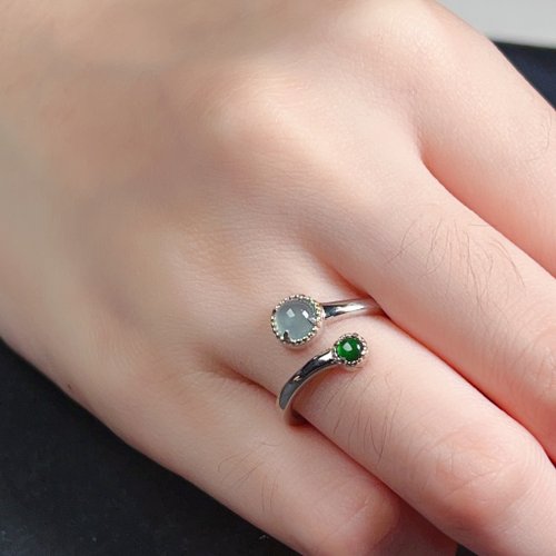 瓔珞珠寶盒 E.L.Jewelry Box 冰種翡翠蛋面設計款戒指 925純銀 | 天然緬甸玉A貨翡翠 | 送禮