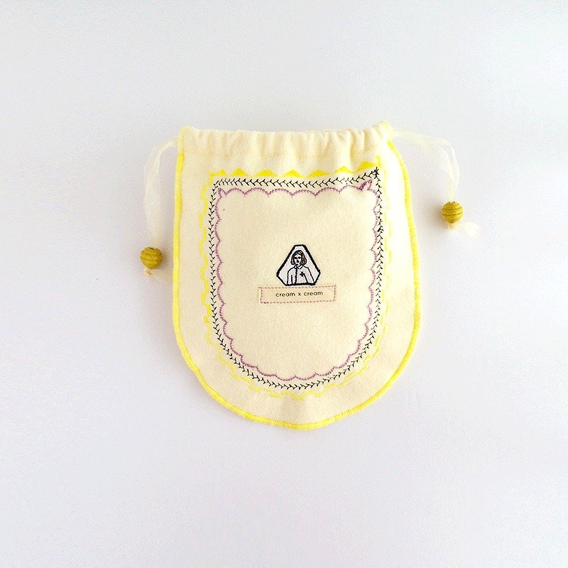 Other Materials Toiletry Bags & Pouches Yellow - Pretty nurse cloth towel embroidery Drawstring -M