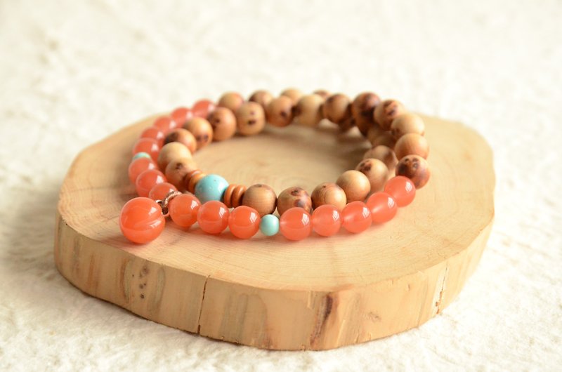 [Safety] Natural southern red cherry red with tumor scar cypress turquoise bracelet