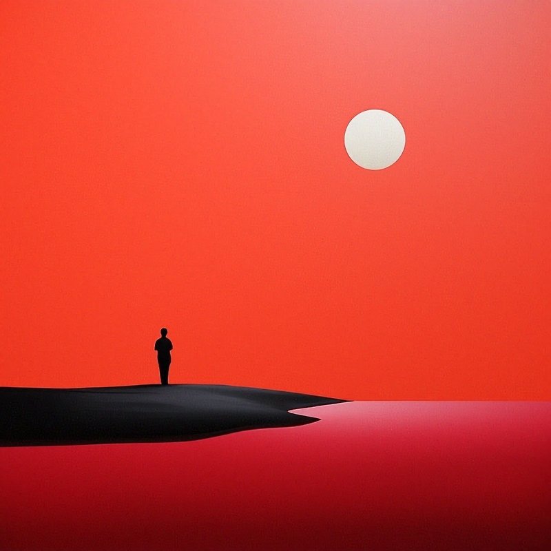 Abstract red landscape minimalism painting Red Sunset minimalism wall art - โปสเตอร์ - ผ้าฝ้าย/ผ้าลินิน หลากหลายสี