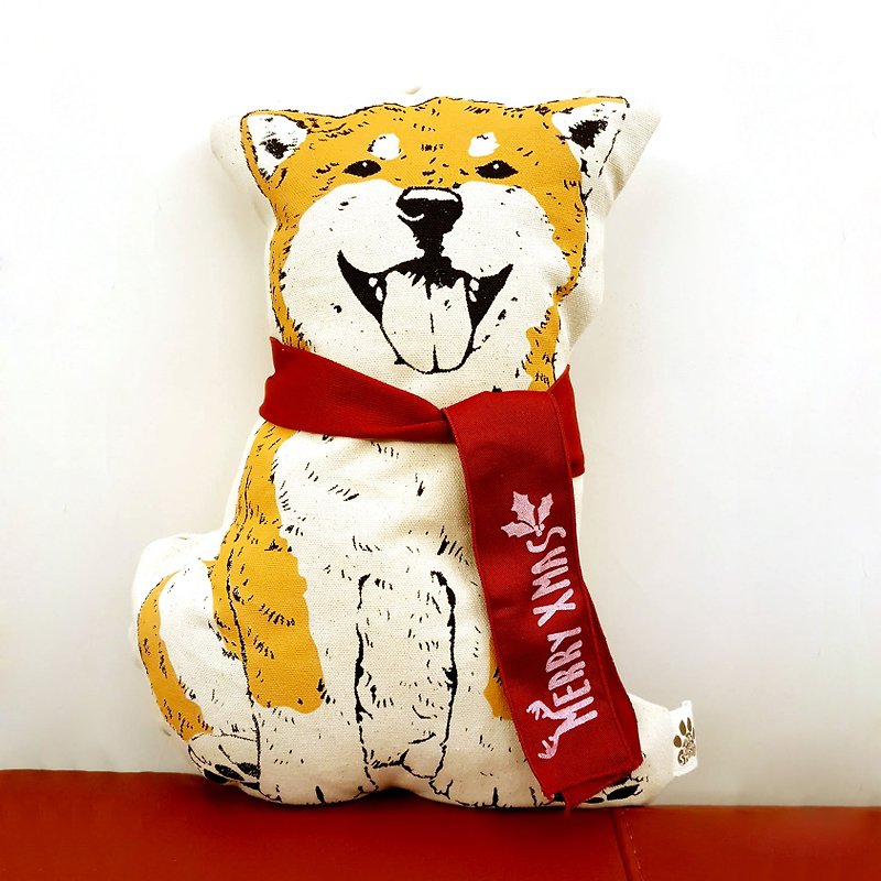 HEALING Christmas Pillow Series - Shiba ShibaInu - หมอน - ผ้าฝ้าย/ผ้าลินิน 