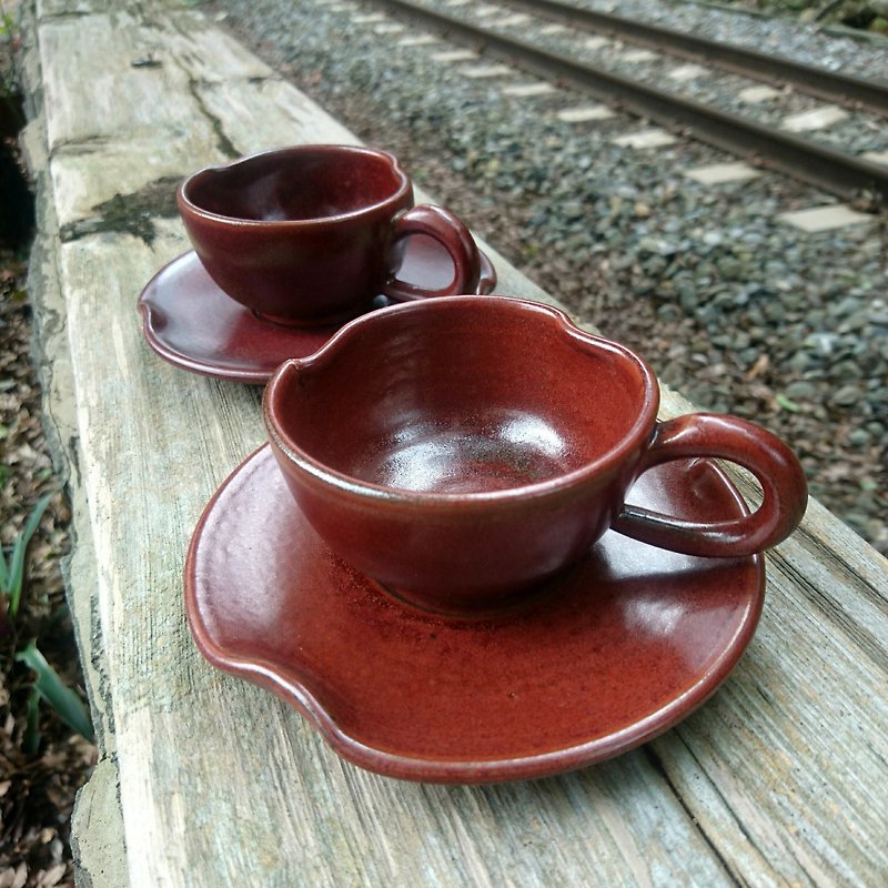 【Tim Hing kiln】 life pottery series _ heart of the coffee cup - Mugs - Pottery Red