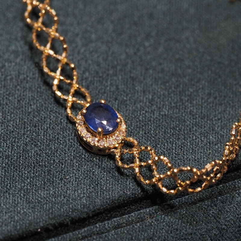 18K Gold Blue Sapphire Lace Bracelet - Bracelets - Precious Metals 