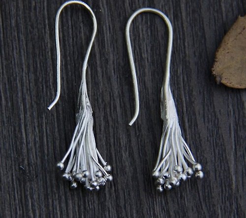 garyjewelry Real S 925 Sterling Silver Women Exotic Tassels Designer Dangle Earrings