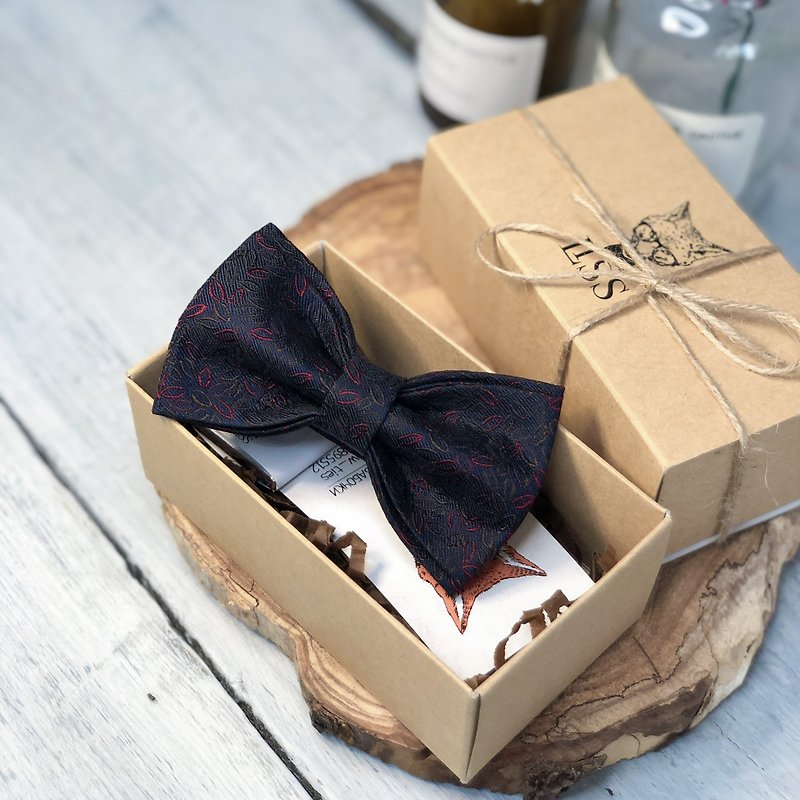 Hand Made Bow Ties For Boys - Dad Gift From Kids Bow Tie - Italian Silk Bow Tie - 煲呔 - 棉．麻 黑色