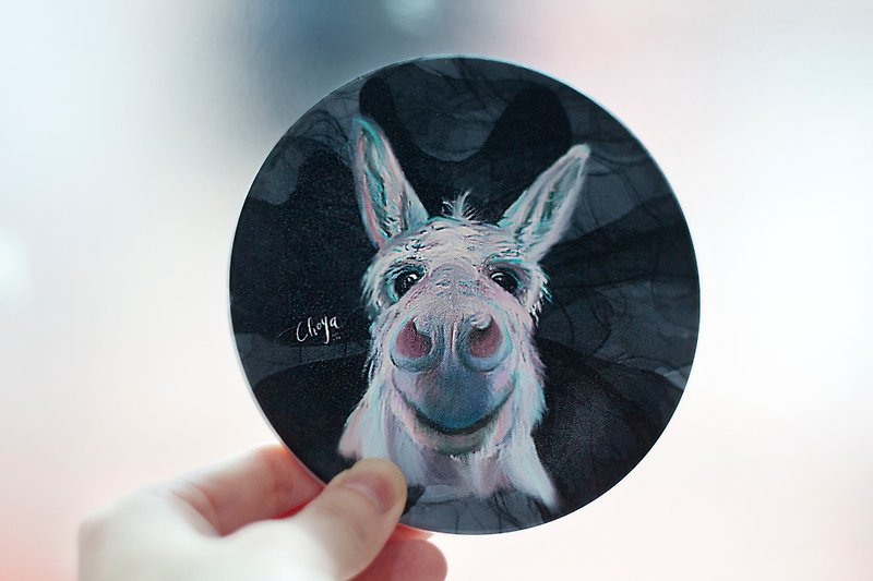 Animal series / cute donkey / MIT special / Yingge ceramic coaster / art decoration - ที่รองแก้ว - ดินเผา สีดำ