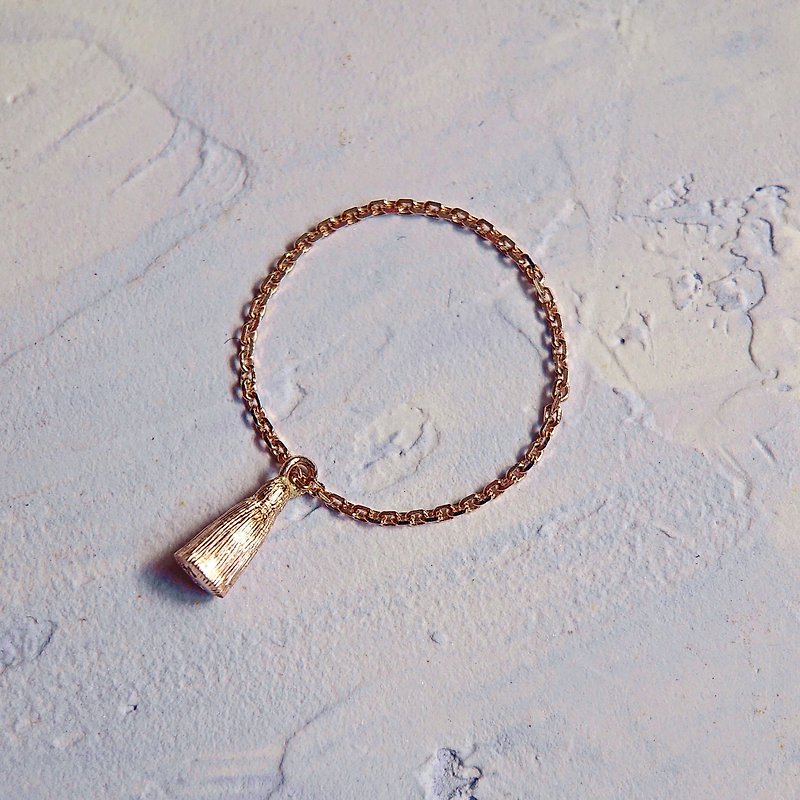 14K gold engraving tassel chain ring - แหวนทั่วไป - เครื่องประดับ สีทอง