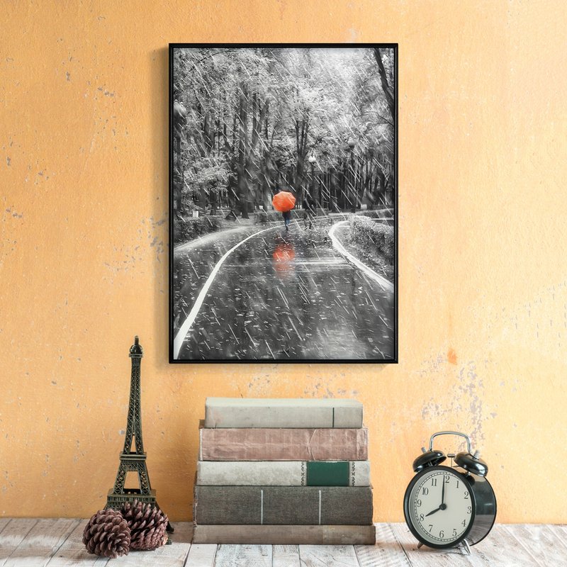 Holding an umbrella in the snow-Winter, Entrance ceremony, Room Decor, Snow - โปสเตอร์ - ผ้าฝ้าย/ผ้าลินิน หลากหลายสี