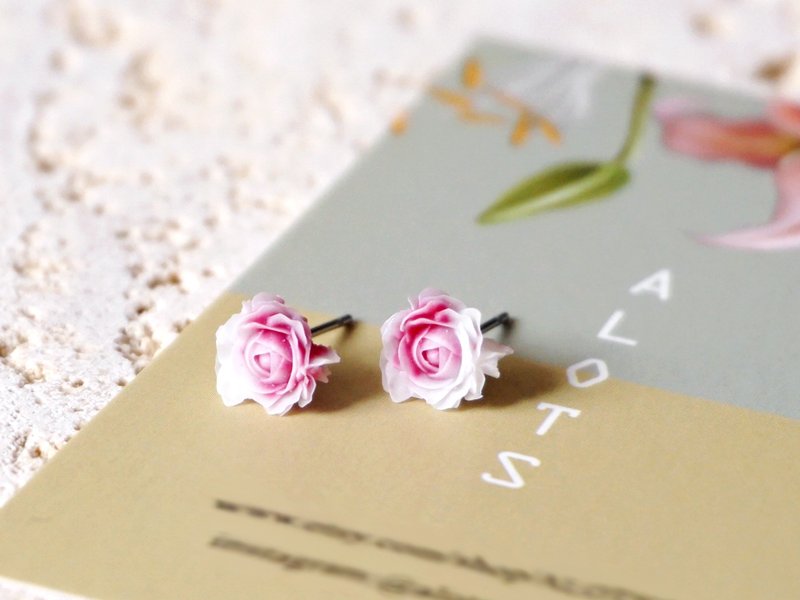 ALOTSS / earrings / rose earrings, red rose, pink rose, minimalist stud earrings - Earrings & Clip-ons - Plastic Red