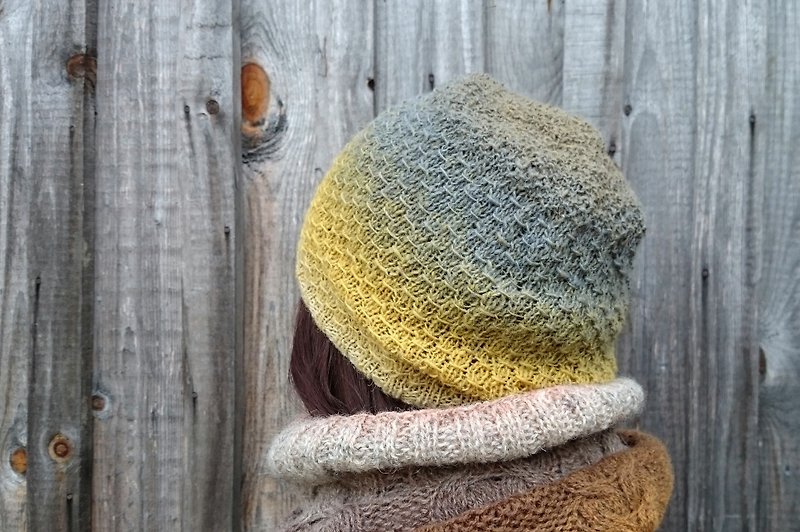 Yellow-Grey knitted hat