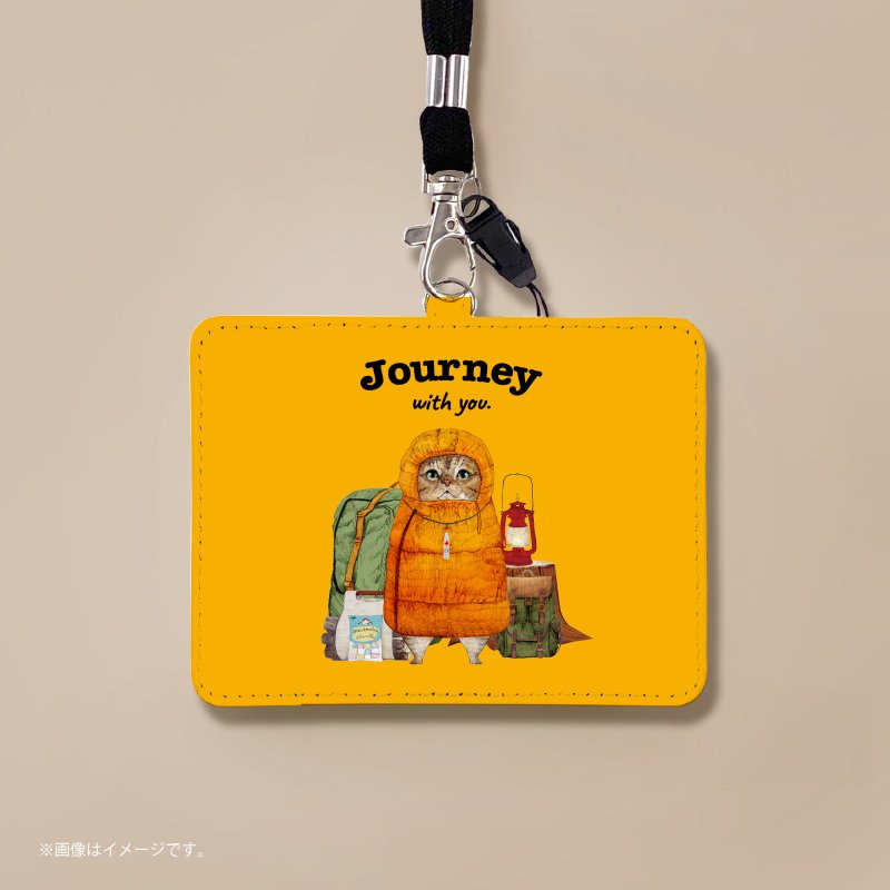 Journey with you.  The camper cat. /パスホルダー - 證件套/識別證套 - 人造皮革 白色