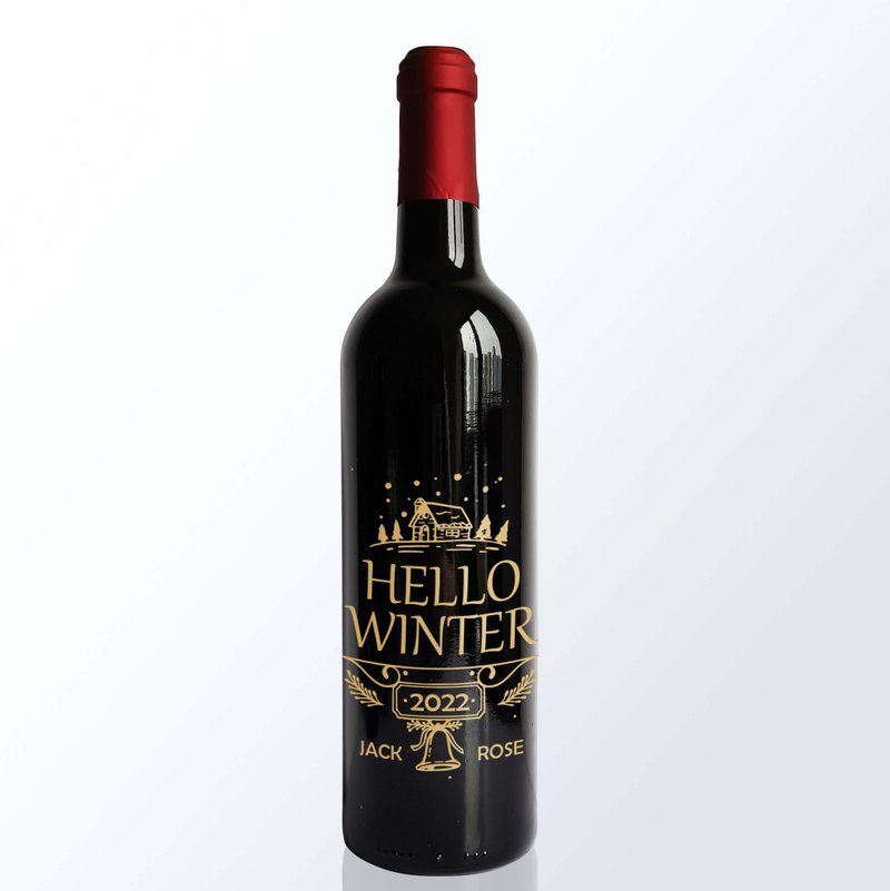 聖誕禮物|文字雕刻紅酒套裝 Hello Winter創意禮物交換禮物客製化 - 酒類/酒精飲品 - 玻璃 