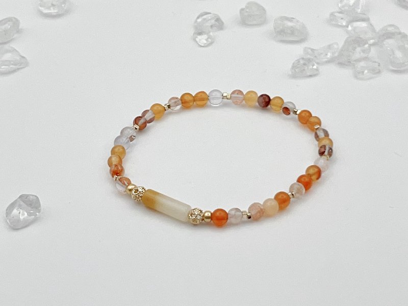 Sosii | Crystal 21 Natural Crystal Bracelet | Fine Style - Feldspar | - สร้อยข้อมือ - คริสตัล สีส้ม