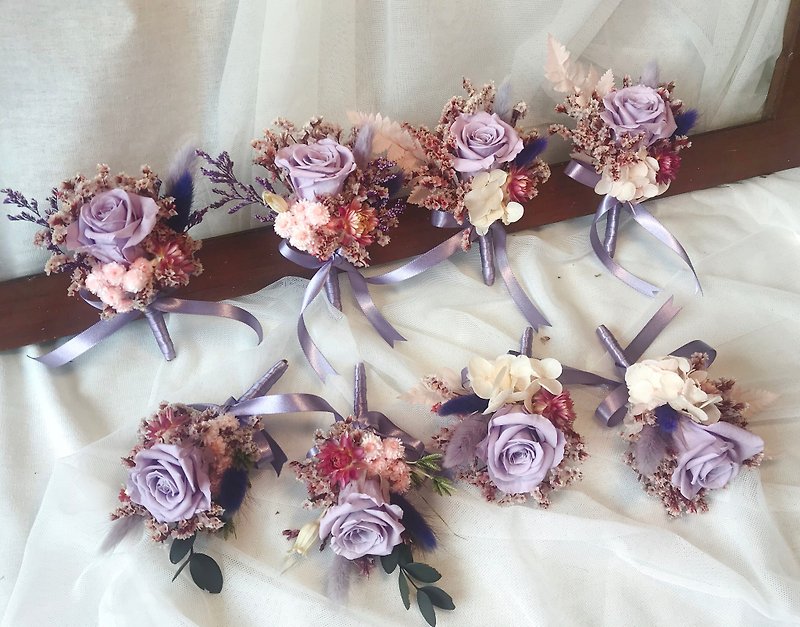 Eternal Rose Corsage / Corsage / Wedding Corsage / Wedding / Marriage - Dried Flowers & Bouquets - Plants & Flowers Purple