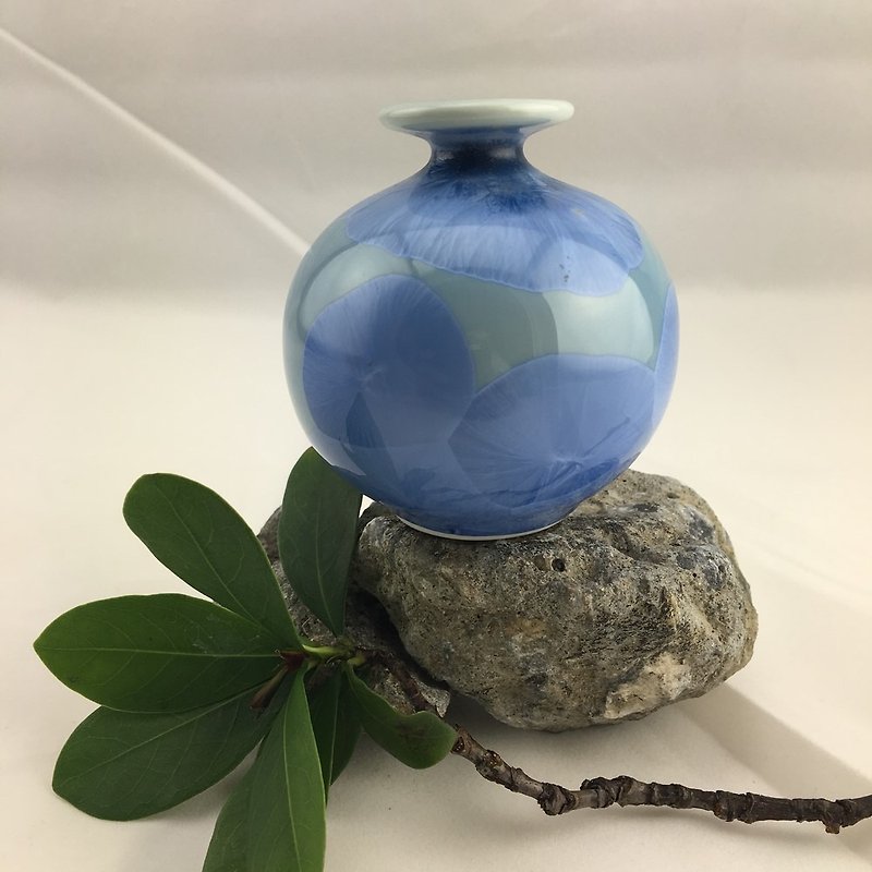 CereiZ生活療癒・結晶釉花瓶(藍) - 花瓶/花器 - 陶 藍色