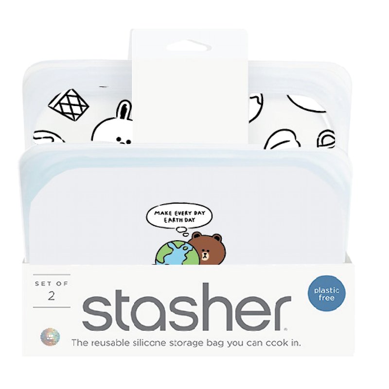 Stasher Mixed 2pk : Sandwich & Snack (Clear) - Line Friends Edition - Other - Silicone Transparent