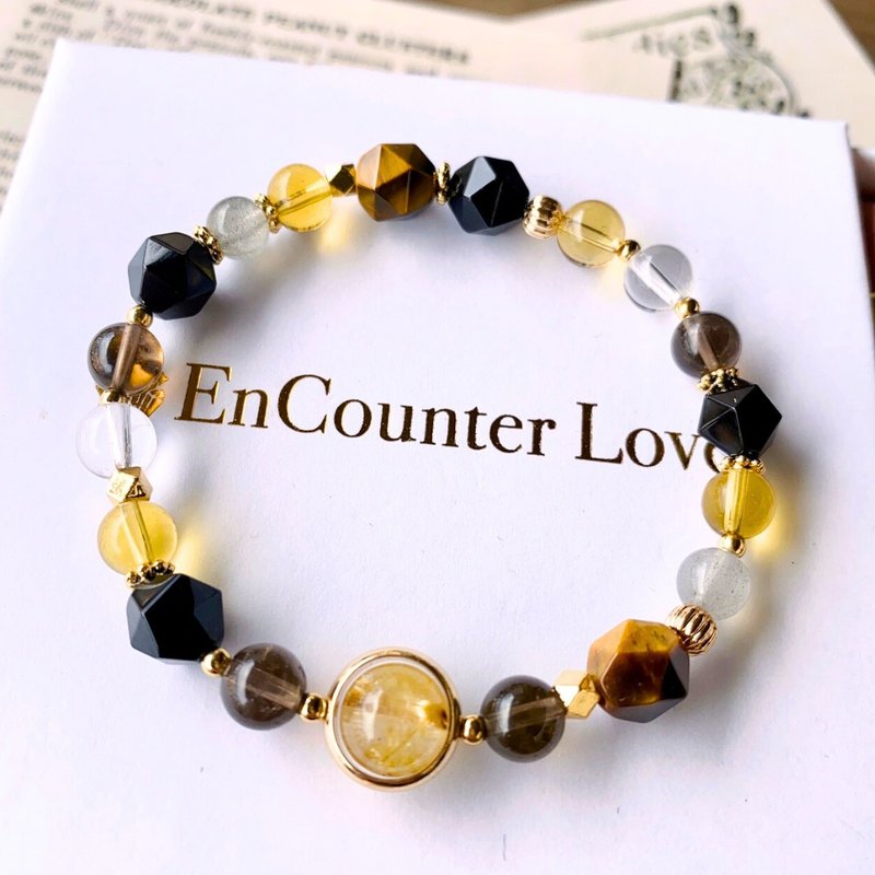 [Women's Tiger Mirror] Yellow Tiger Eye Blonde Crystal Citrine Moonstone Yellow/White Crystal - สร้อยข้อมือ - คริสตัล สีทอง