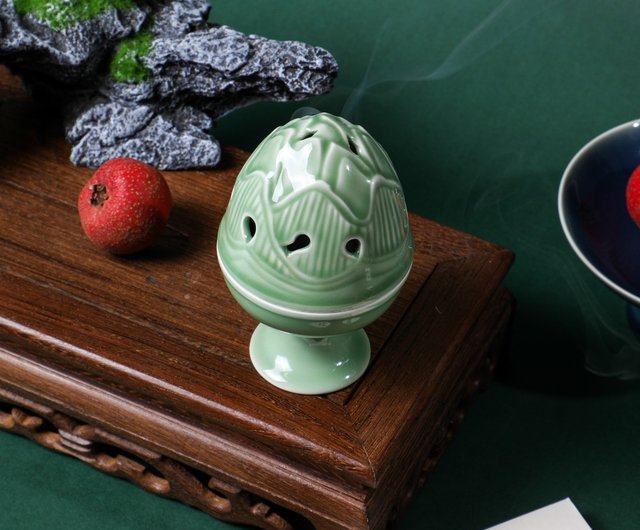 セラミック手作り小型香炉]糸香皿香座テクスチャーデザイン禅