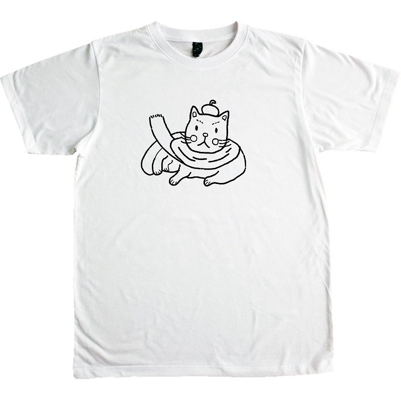 CAT SLEEPING IN WINTER illustration printing short-sleeved unisex cotton t-shirt